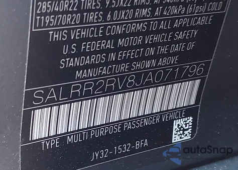 2018 Land Rover Discovery Hse from USA, damaged, VIN SALRR2RV8JA071796